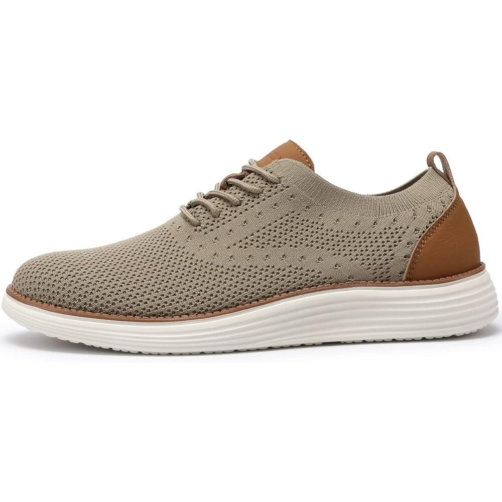 ⚡Men's Khaki Oxfords Business Mesh Breathable Tennis Comfortable Walking Shoes - Picture 8 of 8